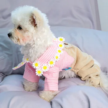 PETCIRCLE nowa pies szczeniak odzież Daisy krawat kombinezon Pet Cat Fit mały pies wiosna i jesień Pet ładny garnitur pies tkaniny pies płaszcz