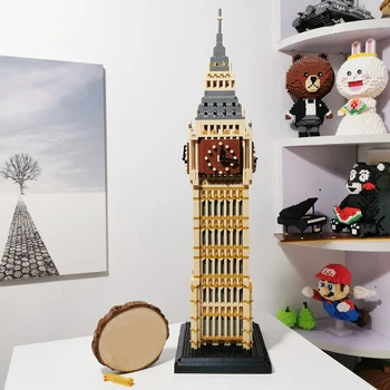 PZX 9920 World Architecture Elizabeth Tower, Big Ben 3D Model DIY Mini Diamond Blocks Bricks Building Toy for Children no Box