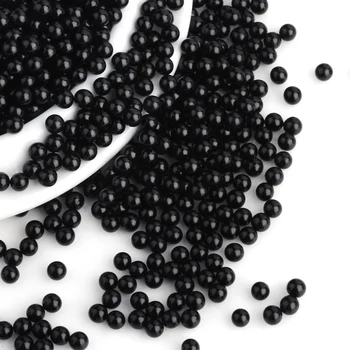 Pandahall około 10000 szt./paczka 4 mm czarny okrągły sztuczne perły akrylowe bez otworów koraliki DIY biżuteria akcesoria ozdoby