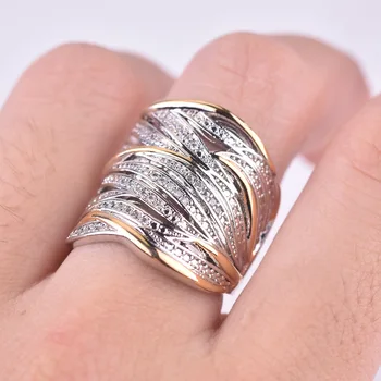 Pełna Diament Cyrkon owinąć warstwowa pierścień dla kobiet wykwintne biżuteria luksusowe obrączki ślubne dekoracje