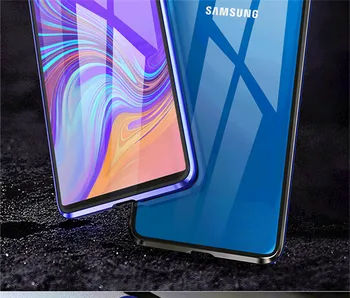 Pełna magnetyczny pokrowiec dla Samsung Galaxy A80 Case podwójny boczny szkło etui do Galaxy A90 magnetyczny metalowy pokrowiec dla Galaxy A90 5G