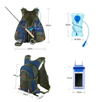 Piscifun Fly Fishing Vest Fishing Angler Vest dla sprzętu i narzędzi zawiera pompa bańki i wodoodporny pokrowiec do telefonu