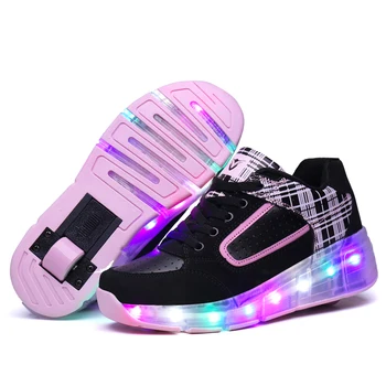 Plac sportowy casual buty lampa led światło migające buty dla dzieci rolki świecące świecące młodsi chłopcy dziewczęta buty do biegania