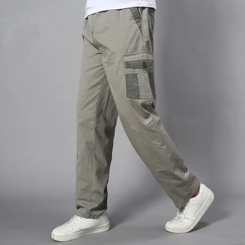 Plus rozmiar duże męskie spodnie cargo casual męskie elastyczna talia multi kieszeń ogólny bawełniane spodnie Męskie długie luźne duże spodnie 5XL
