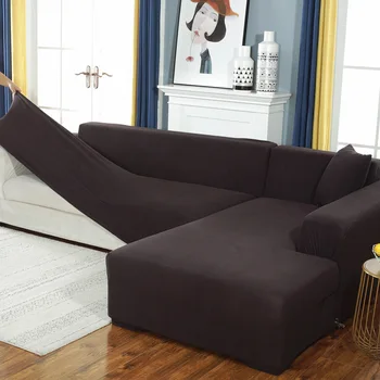 Pluszowy Fabirc elastyczny pokrowiec na kanapie twarda sofa w kształcie litery L pokrowce aksamit do salonu odcinek etui Pokrowiec na kanapie