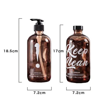 Pomarańczowa szklana butelka Nordic 500 ml płyn do przechowywania pusta butelka łazienka: mydło dozownik szamponu, żelu do kąpieli odżywka do włosów