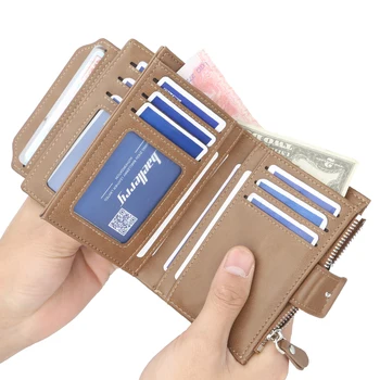 Portfel męski kopertę jednolity kolor skóry biznes krótki portfel męski portfel prawo jazdy posiadacz karty portfel męski