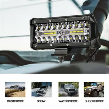 Potrójny szereg Offroad Light Bar 7inch Spot Flood Combo 120W LED Bar Work Light for Truck Boat 4x4 Driving Light SUV 12V