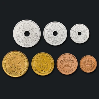 Prawdziwa Oryginalna Moneta Uncirculated Denmark Coins Full Set 7 Unc
