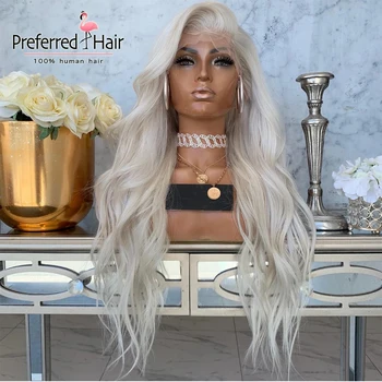 Preferowany perłowy różowy wig Wolnej fali wstępnie Выщипанный platynowy blond włosy syntetyczne na кружеве ludzkie włosy peruki Remy przezroczyste peruki dla kobiet