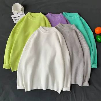Privathinker 15 kolor jednolity kolor sweter codzienny przewymiarowane O-neck męski zimowy ciepły sweter koreańskich kobiet swetry