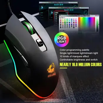 Przewodowa mysz dla graczy RGB USB kolorowa mysz 3200DPI 6 klawiszy myszki komputerowej dla systemu Windows, Mac