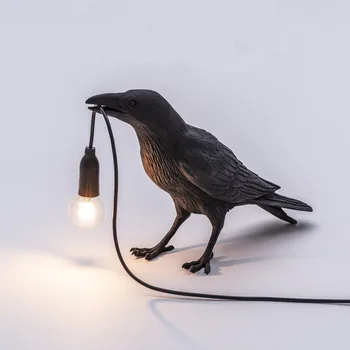 Ptak lampa stołowa włoskiej Seletti ptak lampa nowoczesna smoła Kruk lampa do salonu Sypialnia światło ścienny kinkiet Home Art Decor