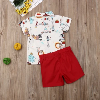 Pudcoco lato dziecko Baby Boy ubrania kreskówka zwierząt druku koszula z krótkim rękawem bluzki krótkie spodnie 2szt stroje odzież