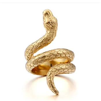 Punk pierścień wąż kształt kobieta pierścień unisex zabytkowe stalowe/kolor złoty pierścień biżuteria ze stali nierdzewnej glamour Lady biżuteria prezenty