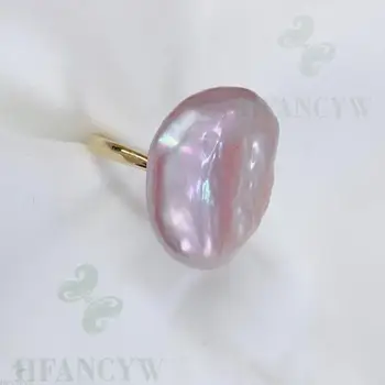 Purpurowy barokowy perły 14k złota wypełnione open regulowanym pierścieniem naturalny prezent bez skazy ślub łza