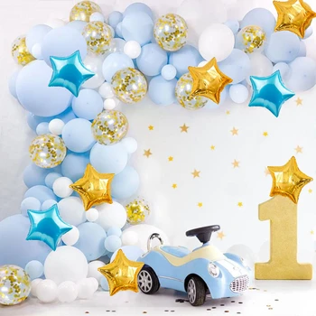 QIFU Blue Macaron Confetti Balloon Garland Arch Kit Ślub Urodziny balon Baby Shower Balons Birthday Party Decor dzieci dorośli
