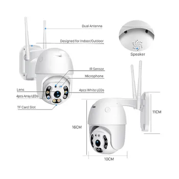 QZT WIFI PTZ Security Camera Outdoor Wireless Night Vision Surveillance Camera Wodoodporny Smart Home CCTV IP Camera WIFI Outdoor