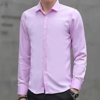 R. N. J. Business Non-iron formalne stałe koszule Męskie odzież 2018 z długim rękawem Męskie koszule Slim fit Men Social Shirt