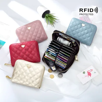 RFID blokada marka projekt unisex portmonetka, 24 gniazda skóra naturalna kobiety torebka elegancka okładka na paszport męski wizytownik etui
