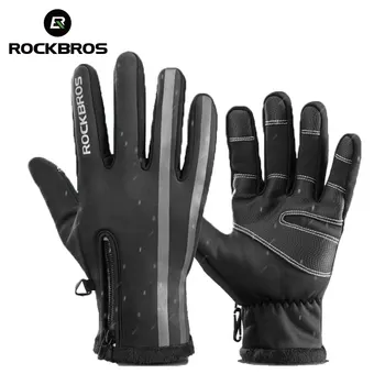 ROCKBROS jazda na Rowerze zima ekran dotykowy Rowerowe rękawiczki, ciepły, nieprzemakalny pełna palec rower wiatroszczelne rękawice termiczne rękawice sprzęt