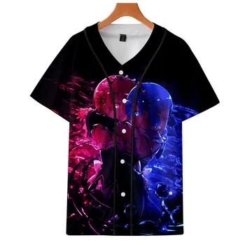 Re Zero 3D Print t-shirt baseball kobiety mężczyźni dzieci Rem i Ram anime koszulka t-Shirt Harajuku meble odzież t-shirt Tee 4XL odzież