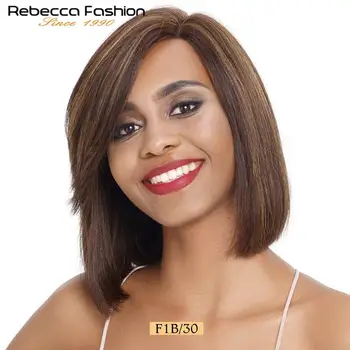 Rebecca Straight Short Bob Cut Lace Part Wig Krótkie Koronkowe Peruki Z Ludzkich Włosów Dla Kobiet Brazylijski Peruki Z Ludzkich Włosów, Peruka Z Grzywką Blond