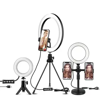 Regulowany led Obwodnicy oprawa stacjonarnym statywem do Youtube Video Live Photo Studio Led Selfie Ring lamp & phone Clip