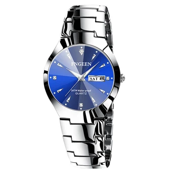 Relogio Feminino FNGEEN Couple Watch Męskie kwarcowy zegarek dla miłośników luksusowe damskie zegarki boże Narodzenie ze stali nierdzewnej wodoodporny