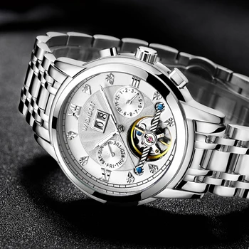 Relogio Masculino LIGE 2020 męskie Self-Wind Tourbillon zegarek mechaniczny zegarek Wodoodporny zegarki automatyczne szkielet mężczyzny Relojes