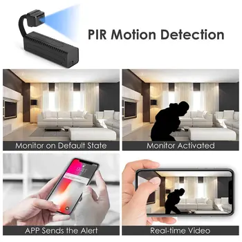 Retractable USB WiFi Camera Real-time Surveillance Mini Camera IP Camera AI Human Detection Loop Recording Camcorder Sports Cam