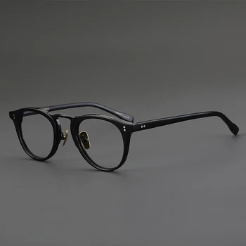 Retro okrągłe koło okulary osób hanamade optyczny przepis krótkowzroczność dalekowzroczność czytanie octan tytanu kobieta ramki okularów