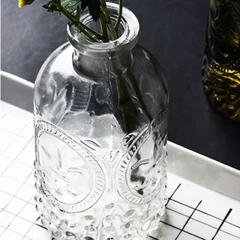 Retro wazon szklany rzeźbione korek dekoracyjne szklane butelki blat bud Wazon środkowa część przyjęcia weselnego-decor 250 ml