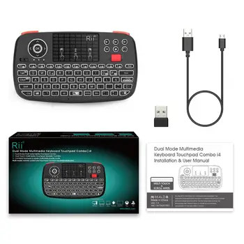 Rii i4 Mini hiszpańska klawiatura 2.4 G Bluetooth Dual Modes Handheld Fingerboard Backlit Mouse Touchpad Remote Control for TV Box