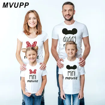 Rodzinne takie same stroje nowy styl mysz drukowanych ojciec, matka, córka, syn so baby boys t-shirt bawełna noworodka sprzedaż odzieży
