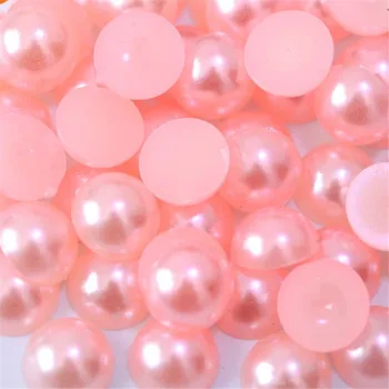 Rozmiar 1.5 mm-14 mm Lt kolor różowy pół okrągły Flatback Perłowy koralik temat DIY ABS plastik imitacja połowa perły paznokci sztuka dekoracji