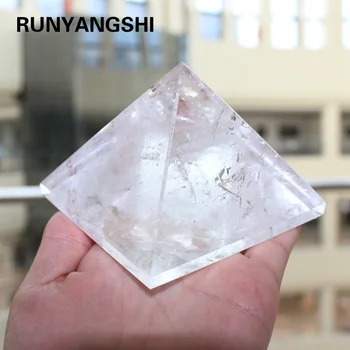 Runyangshi 1 szt. 500 g 90x90 mm naturalny przezroczysty kwarc piramida kamień Kryształ Feng Shui uzdrowienie próbki Kryształ punkt