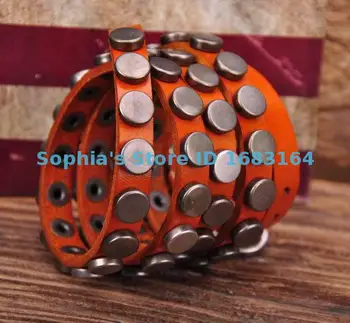 S317 Orange Rock, R&B Okrągłe Kołki Multi 5-Wrap Bransoletka Bransoletka Bransoletka Mężczyzna