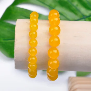 SA przez silverage nowa bransoletka kamień naturalny Naturalny żółty agat jade Bransoletka koralik okrągły 8 mm bransoletki joga bransoletka dla mężczyzn kobiet