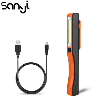 SANY USB Akumulator COB LED latarka Work Inspection Latarka Penlight magnetyczny klips wygodny lampa na kempingu pracy