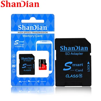 SHANDIAN Real capacity Micro SD Mobile phone storage expansion card 16GB 32GB 64GB Free SD card adapter dostosowuje się do aparatu cyfrowego