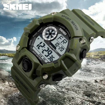 SKMEI SHOCK Męskie sportowe zegarek luksusowej marki moro wojskowe zegar cyfrowy led wodoodporny zegarek Relogio Masculino