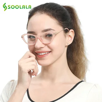 SOOLALA Cat Eye Reading Glasses Women Fashion Eyeglasses Frame Presbyopia Okulary Cat Eye Glasses Read +0.5 0.75 1.0 do 4.0