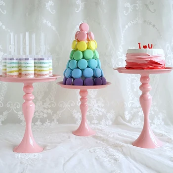 SWEETGO 1 szt różowe wysokie nóżki tort stoiska do ust ciastko migdałowe ciasteczka wieża pokój dziecięcy dekoracje deser stół partii dostawców