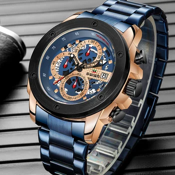 SWISH Sport Chronograph Watch 2020 Men Fashion Brand wodoodporny zegarek kwarcowy zegarki srebrne zegarki wojskowe Relogio Masculino