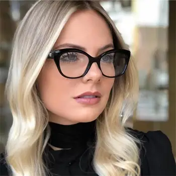 Sexy optyczne okulary kobieta vintage okulary przeciwsłoneczne marki projektant damskie okulary ramka punkty przezroczysty cateye styl odcienie czerwieni