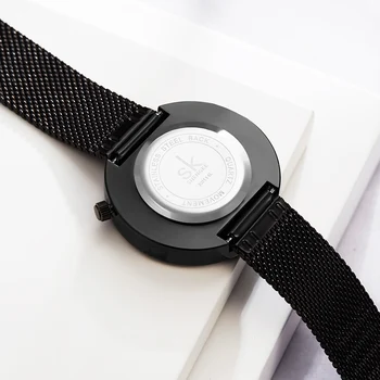 Shengke Janela Grade Moda Quartzo Relógio de Aço Mostrador do Relógio Marca de Luxo Mulheres Únicas Malha Inimitável Relógios