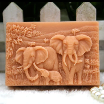 Silikonowa forma pracy ręcznej zwierząt mydlana forma przemysł spożywczy forma słoń Afrykański wzór bańki mydlane, formy aromatyczne kamienne formy CIQ,EEC,CE / EU