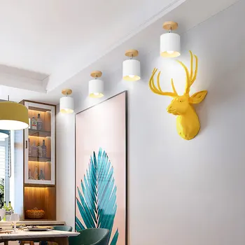 Skandynawska sypialnia lampa sufitowa nowoczesny, minimalistyczny twórczy 180° obrotowy salon sypialnia balkon, ganek, korytarz korytarz lampa