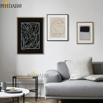 Skandynawski czarny biały streszczenie Giclee Print Canvas Painting Nordic Wall Pictures Art Home Decor for Living Room